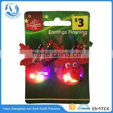 christmas fashion reindeer led light up earrings