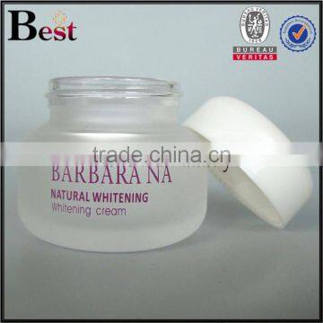 New Products Cosmetics 2oz Glass Jar Round White Lid High Quality 60g Frosted Cream Glass Jar photo-2
