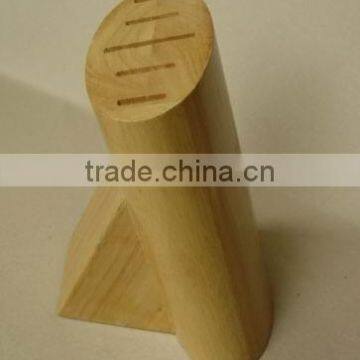 Front Oval Shapped 5- Slots Rubber Wood Knife Block, Stand, Holder photo-2