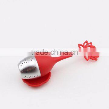 Nice Design Mini Silicone Flower Tea Infuser in Red photo-4