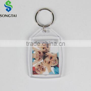 3 set plastic rectangle Key chain Insert family photo key ring