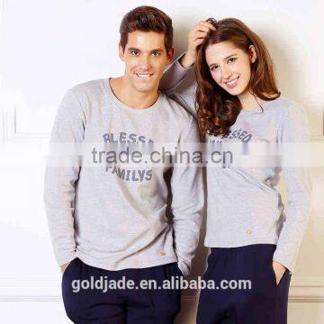 High Quality Couple Homewear Sleepwear Sets Stripe Flowers Cotton Pajama photo-3