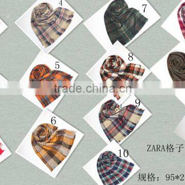 Fashion 100%acrylic new jacquard plaid checked hot shawl