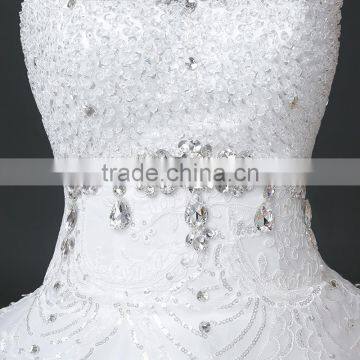 MGOO High Quality Empire Hand Work Tail Wedding Dress Korea Style Bridal Strapless Dress Italian Wedding Dress Sleeveless photo-3
