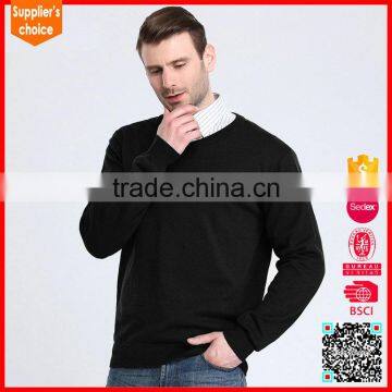 New fashion classic style long sleeve black mens v neck sweaters