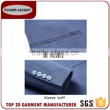 Wholesale Latest Design Royal Mens Fashion 2 Button Blue Suit Jacket Blazer With Sleeve Cuff photo-6