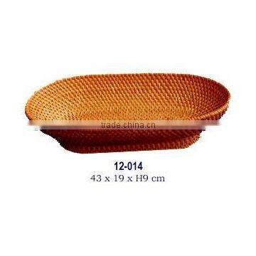 Oval smoked rattan tray