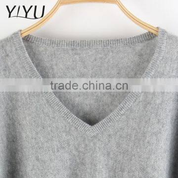 Popular Women Knit V Neck Bat Sleeve 100% Cashmere Pullover Sweater photo-4