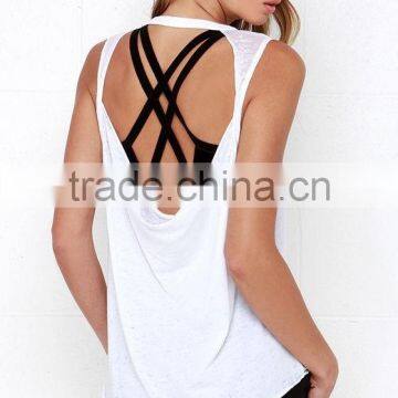 2015 Women New Design Letter Print Custom Muscle Tee/shirt photo-4