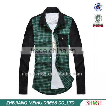 Men's slim fit flannel splicing winter shirt