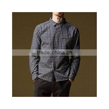 Men's long-sleeved british plaid cotton shirt