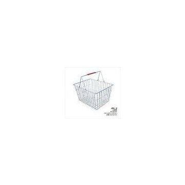 28 Liter Storage Supermarket Metal Shopping Basket With Two Red Plastic Handle