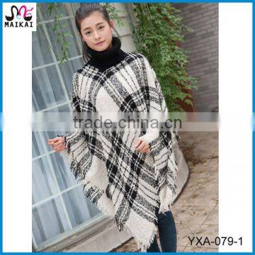 Wholesale fashion classical check design women poncho