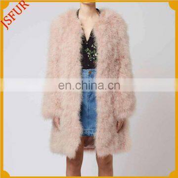 Two Colour Outwear Coat Pink Turkey Feather Coat Suppiler