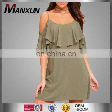 2017 Army Green Summer Girls Spaghetti Strap Mini Dress