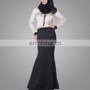 Simple Baju Skirt Hijab Jubah Party Muslimah Wearing Slim Ladies Maxi Islamic Dress Baju Dresses Malayu Long Maxi Skirts photo-2