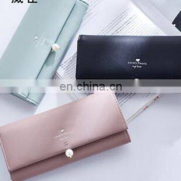 Women Pearl Coin Purses Fashion 2017 Long Card Holder Wallet Ladies Change Purse Female Clutch