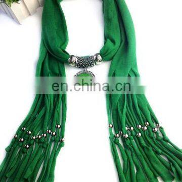 Jewelry Scarves with round RHINESTONE pendants attach