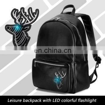 Black PU Teenager School Bag With Led Backpack Billboard photo-5