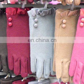 Winter lady full finger gloves with button