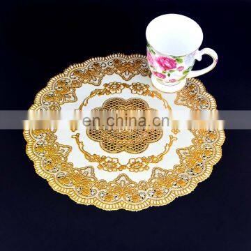 6pcs Bronzing Pvc Placemat Dining Table Mat Golden Coaster Waterproof Insulation Pad Tableware Utensil Restaurant photo-4