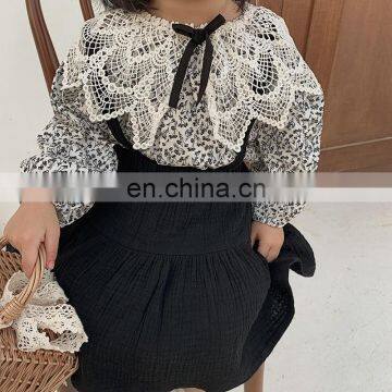 6660/Customized Print Kids Lace Turn-down Collar Shirt Korea Fashion Sweet Girls Top