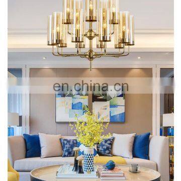 New Design Gold Brass Chandeliers Lighting Glass Pendant Light for Room