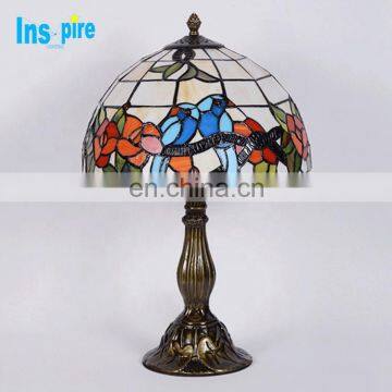 Высококачественная настольная лампа для ночного столика в стиле Tiffany, лампа с флористическими мотивами на окрашенном стекле, настольная лампа Tiffany photo-5