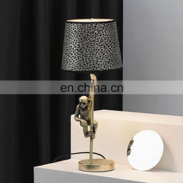 Nordic Leopard Print Lampshade Bedroom Lamp Monkey Decoration Animal Resin Table Lamp for Hotel photo-2