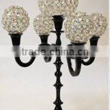 Crystal Balls 5 Lite Black Wedding Candelabra