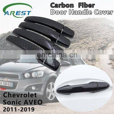 Carbon Fiber Door Handle Cover Accessories for  Chevrolet Sonic AVEO Holden Barina 2011 2012 2013 2014 2015 2016 2017 2018 2019