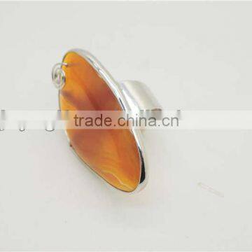 2014 New style natural agate wire wrapped jewelry ring