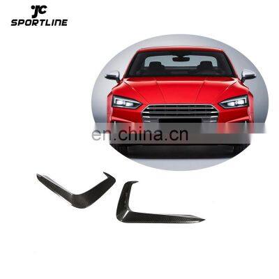 Carbon Fiber A5 S5 Front Bumper Fins Canards for Audi A5 Sline S5 2017-2019 2pcs/set