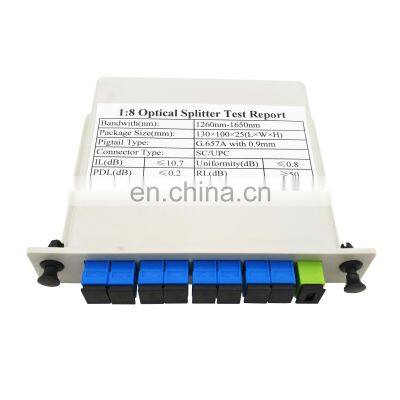 1*8 SC UPC FTTH Fiber PLC Splitter Junction box Insert card Type LGX Box 1x8 plc fiber optic splitter 1x8 lgx plc splitter