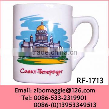 Square Shape White Promotional Ceramic Cup in Mugs Made in Zibo