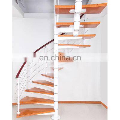 cheap price white design pvc handrail indoor spiral stairs