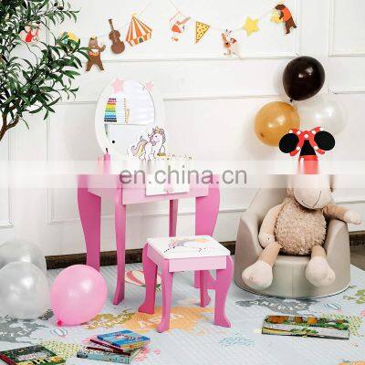 Kids Vanity Table And Chair Set 2 In 1 Detachable photo-3