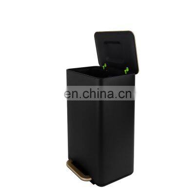 30L Big Dustbin Metal Trash Can With Slim Cover Garbage Waste Bin Bucket Kitchen Dustbin photo-3