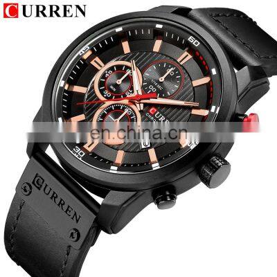 CURREN 8291 Top Brand Luxury Chronograph Quartz Leather Strap Watch Men Sports Watches Military Army Male Wrist Watch