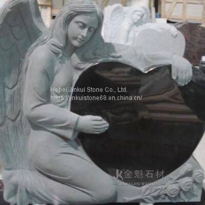 Angel Heart Kneeling Granite Tombstone European Style Made by Nature Stone photo-2