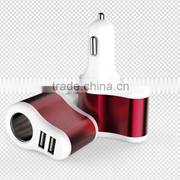 Multi car adapter new design 12V car cigar lighter adapter with two USB output with english retail box