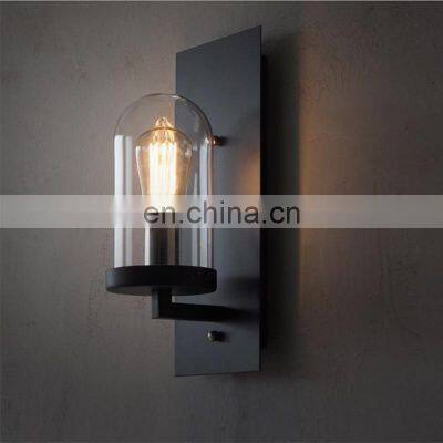 Industrial Retro Simple Design Cafe Shop Bar Hallway Decorative Lamp Black Metal Glass Shade LED Wall Lamp photo-4