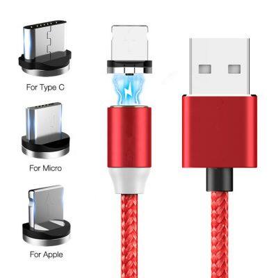 Cell Phone Cable Magnetic Usb Charger 3 In 1 Usb Charging Data Led Usb Multi-Function Cables Magnetic led charging cable