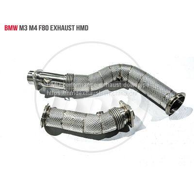 HMD Exhaust Manifold Downpipe for BMW M3 M4 F80 Car Accessories With Catalytic converter Header Catless whatsapp008618023549615