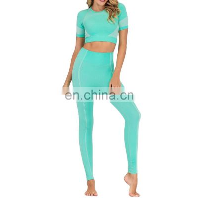 OEM Service Custom Logo Woman Fitness Yoga Wear Workout Seamless High Waisted Leggings Yoga Suit Set