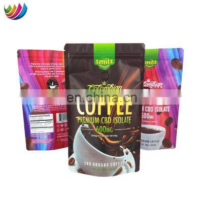Custom printed 50g 250g 500g 1kg stand up pouch packaging wholesale coffee bag with valve and zipper