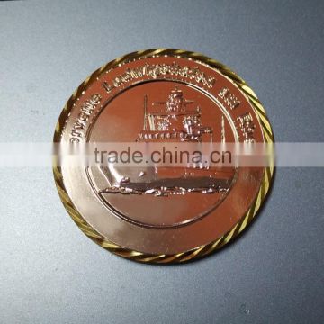 3D warship 3D vessel coin diamond edge coin dual plating coin custom challenge coins