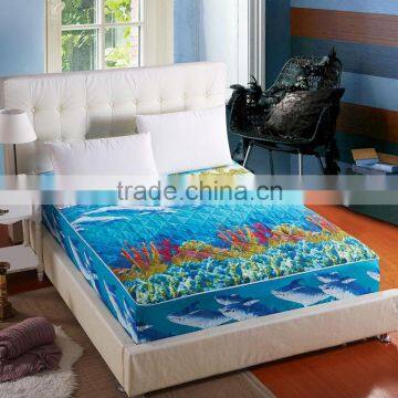 Quilting Fiited Sheet with Elastic , Patchwork 3D Printed Polyester bedsheet