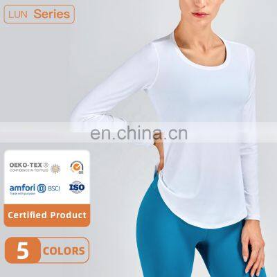 OEM Gym Apparel Sexy Long Sleeve Crop Top Workout Tops For Women Gym T Shirt