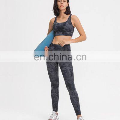 Customized Two Piece Tie Dye Leggings Match Sports Bra Yoga Sets Hight Quality Women Workout Gym Wear photo-4